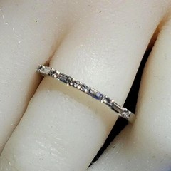 Original EARTH MINED DIAMOND Deco Anniversary Wedding Band Style 14K GOLD Ring 7