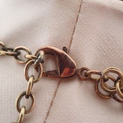 VTG 1 3/4″ Wide Crystal Seed Bead Tubular Bib Reversible Copper Tone 18″ Necklac