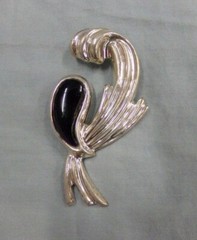 Sterling Silver Signed Dulce Mexico 925 Art Deco Lg Brooch or Necklace Pendant