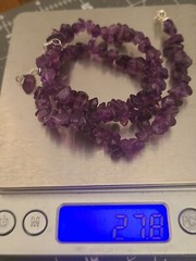 VINTAGE STERLING SILVER ROUGH CUT AMETHYSTS NECKLACE ADJUSTS 17-20IN 925