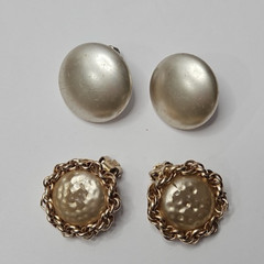 Vintage 1980’s Clip-on Earrings Stud Button Style Lot of 2