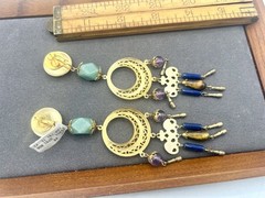 VTG Chandelier Gemstone Bead Pierced Earrings Saks Fifth Ave NOS RO-DO 1980s