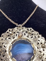 Vintage MCM Domed Necklace Blue Marbled Amazing Necklace – Germany