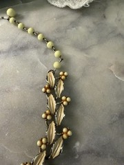 Vintage Coro Enamel Leaves Berries Choker Necklace Gold Tone Mid Century 1950s