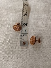 Antique Bespoke 10K Yellow Gold Cufflinks: Art Deco Repousse Ovals, Fixed Back