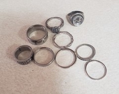 2 Ibs Mystery Jewelry Rings Vintage Modern Lot Bracelets Etc Silver Tone