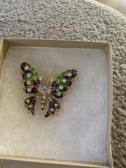 Colorful Diamond Like Inlaid Rhinestones On This Colorful Butterfly Brooch Pin