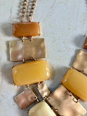 Vintage Abstract Lucite / Metal Collar Necklace Chunky Modernist MCM