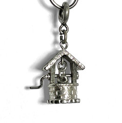 VTG Monet Wishing Well Charm Silver Tone Pendant Moving Handle Miniature Cute