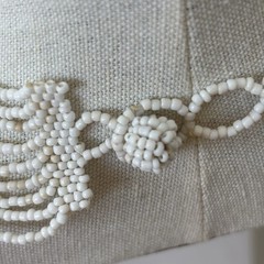 Vintage White Glass Seed Bead Bib Collar Necklace 16-18” Adjustable Length
