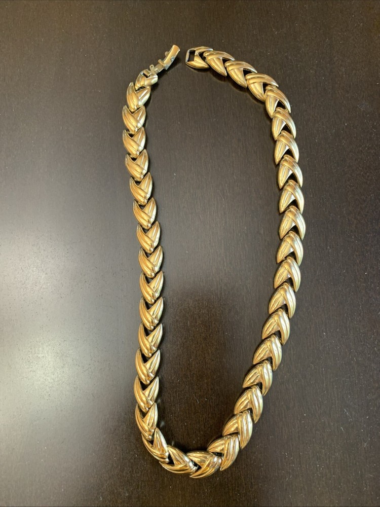Vintage Krementz Gol Woven Linked Collar Chocker Style Necklace 17”