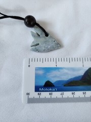 Estate Sale! PAIR Stone Pendant Necklaces Leather Adjustable Cord-Turtle, Fish
