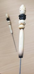 Antique Vintage 2 Hat Stick Pins / 3 +1/8″ Shaft – POSSIBLY ASIAN