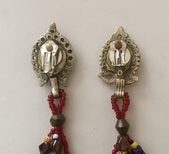 Unique Vintage 1980s 5.5” Length Hand Beaded Earrings Handmade in Africa