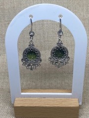 Vintage Earrings Rostov Finift Russian Enamel Painted Floral Dangle Silver Tone