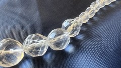 Vintage glass bead necklace clear faceted crystal restring redo deco varied size