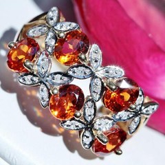 10k yellow gold flower ring 2.50ct Imperial topaz diamond size 7 vintage 3.5gr