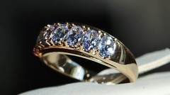 10k yellow gold ring 1.00ct natural tanzanite size 6 band vintage 2.15gr N3511