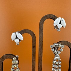 Vintage Rhinestone Earrings Lot Art Deco Style Dangle Climber Some Signed