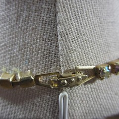 Vintage Art Deco Necklace AB Rhinestone Gold Tone 15 Inch
