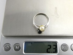 18k Heavy Gold Electroplate Double Faux Pearl White Rhinestones Ring Size 8.75