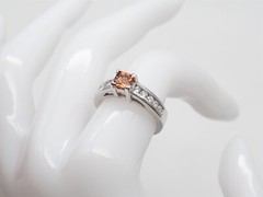 $5000 1.50ct Natural Padparadscha Sapphire Diamond 18k White Gold Band Ring 7g