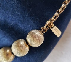 Monet Brushed Gold Tone Ball Metal Beads Necklace 17” Vintage Classic