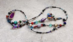Vintage Glass, plastic and metal necklace, multicolour