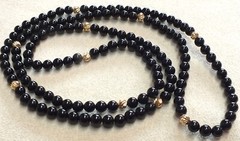 Gorgeous Vintage 14K Yellow Gold Black Onyx Necklace 30″ Excellent!