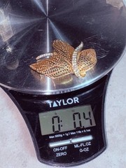Vintage ART Gold Tone Rhinestone Leaf Brooch Signed Costume Jewelry Art Mode