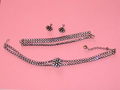 1950s Rhinestone and Black Plastic Jewelry Set is Chic and Stunning Vintage