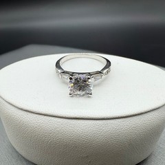 Vintage Silver Tone CZ Engagement Band Wedding Set Ornate Cocktail Ring Size 8.5