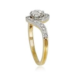 Art Deco Style Round Lab Created Diamond 14K Yellow Gold FN Wedding Swirl Ring