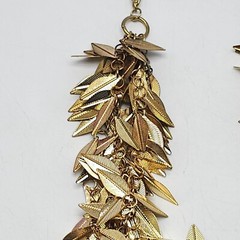 Vintage Gold Tone Leaf Statement Necklace Cascading Layered Design
