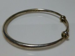 STERLING SILVER BANGLE ADJUSTABLE MODERN SLEEK HEAVY STACKABLE BRACELET 7″