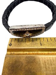Vintage Napier Expansion Bracelet Diamanté Crystals Silver Plate Black Enamel W3