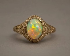 Natural Fire Opal | Antique Engraved Band | Handmade Silver Jewelry
