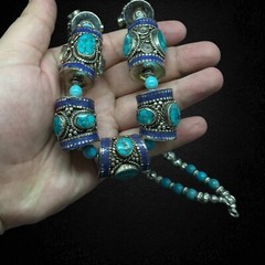 Nepali Ethnic Jewelry Beautiful Turquoise Tube Huge Vintage Handmade Necklace