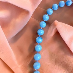 Vintage Sarah Coventry Caribbean Blue Marbled Lucite Graduated Bead Necklace 29″