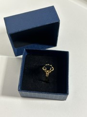 Vintage Black Cubic Zirconia Ring Gold Plated Womens Size 6.5