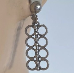 Vintage Art Modern Silver Tone Statement Dangle Clip On Back Earrings P868