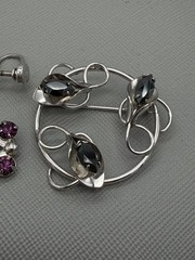 Sorrento Sterling Silver Filigree Screw Back Earrings & Brooch Pin