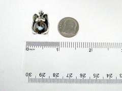 Vintage Unmarked Sterling Silver Angel Holding Opal in Resin Pendant 6.5g .75 In