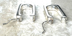 Vintage 925 Sterling Silver Modernist Rectangle Hoop Earrings Geometric Dangle