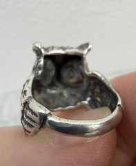 Sterling Silver OWL Ring Sz 7 Artisan Signed Boho Goth REN Faire Modernist 925