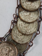 Vintage Mexican Coin Link Bracelet Estados Unidos Mexicanos 1 Centavo 1950’s HM