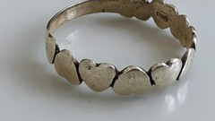 Vintage 90s Hearts Band Ring Dainty 925 Sterlling Silver Size 8 3/4