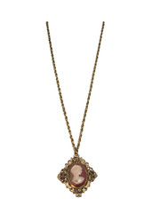Vintage 23″ Gold Tone Rope Chain Necklace w/ Cameo Medallion Pendant
