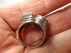 Vintage Contemporary Style Sterling Silver Twin Pear Shape Amethyst Ring 7.5