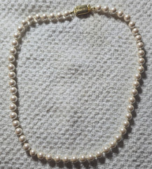 Monet Classic Hand Knotted Faux Pearl 16.5” Necklace Box Clasp Vintage Signed